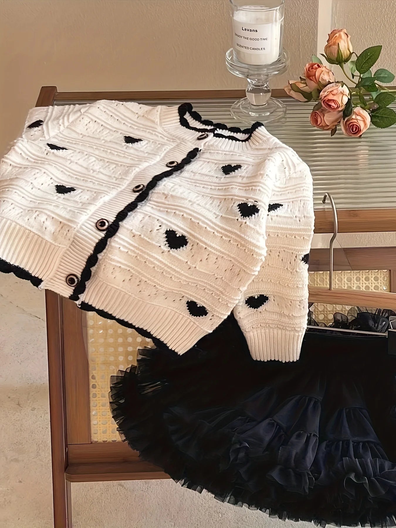 Girls' Heart Button Knitted Cardigan