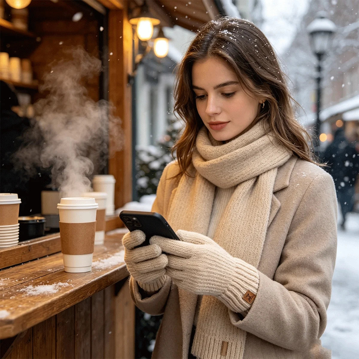 Women's Cable Knit Touchscreen Gloves, Plush Lined