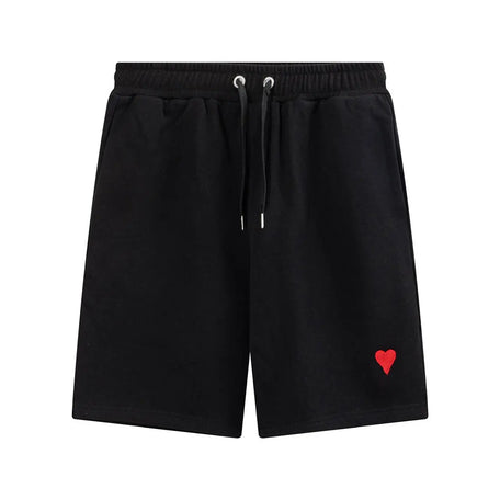 Men’s Designer Heart-Print Jogger Shorts – Hip Hop Casual Streetwear