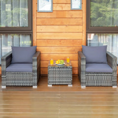 GOFLAME 3-Piece Wicker Patio Set – All-Weather Rattan Sofa & Table