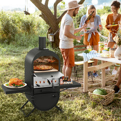 GOFLAME Outdoor Wood-Fired Pizza Oven – 2-Layer Cooking with Protective Cover