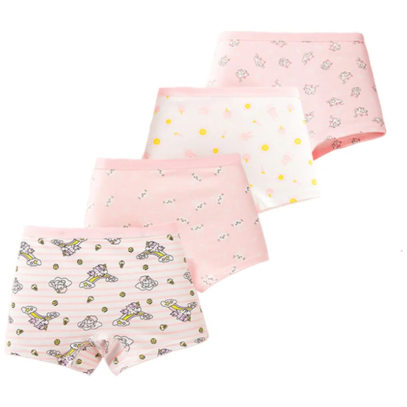 Girls' Cotton Boxer Briefs, Pack of 4