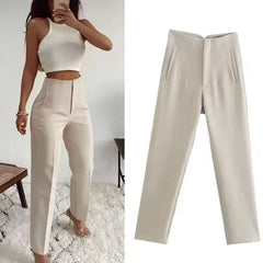 Women's High-Waist Pencil Trousers – Elegant Office & Formal Wear