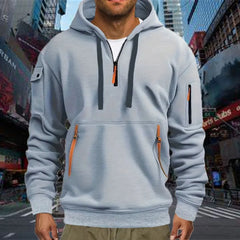 Men's Half-Zip Sports Hoodie with Zip Pockets