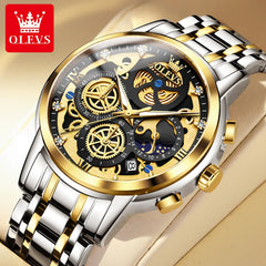 OLEVS Gold Skeleton Luxury Watch