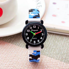 Kids' Camouflage Silicone Strap Quartz Watch