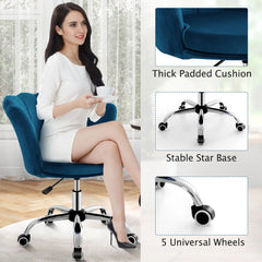 GOFLAME Adjustable Velvet Swivel Chair – Stylish Shell Back Vanity Seat