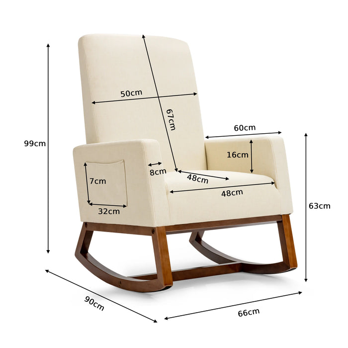 GOFLAME Modern Upholstered Rocking Chair, Fabric Armchair with Wooden Base, image 2