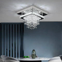 Minimalist Square Crystal LED Ceiling Light – Modern Flush Mount Chandelier