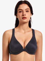 MELENECA Seamless Racerback Front Closure Bra – Full Coverage, Underwire Support