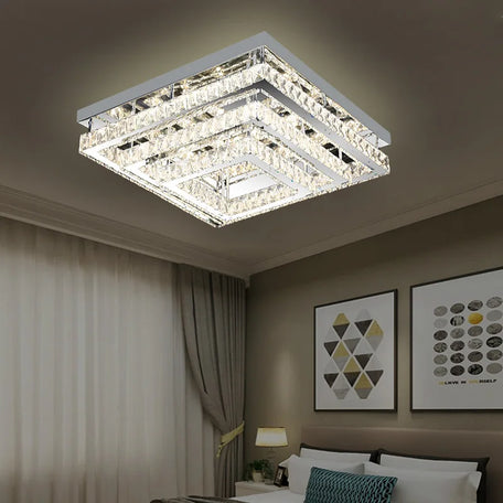 Modern LED Crystal Ceiling Light – Square Minimalist Home Lamp