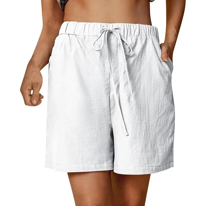 Women's Cotton Linen Drawstring Shorts, Loose-Fit Summer Casual Wear