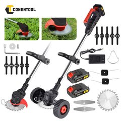 Conentool 24V Cordless Strimmer – Lightweight Garden Grass Trimmer with Dual Batteries & 15 Blades