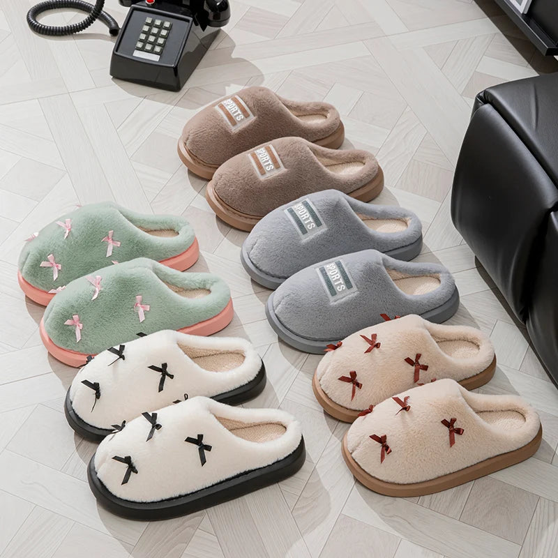 Women's Fluffy Bow Slippers