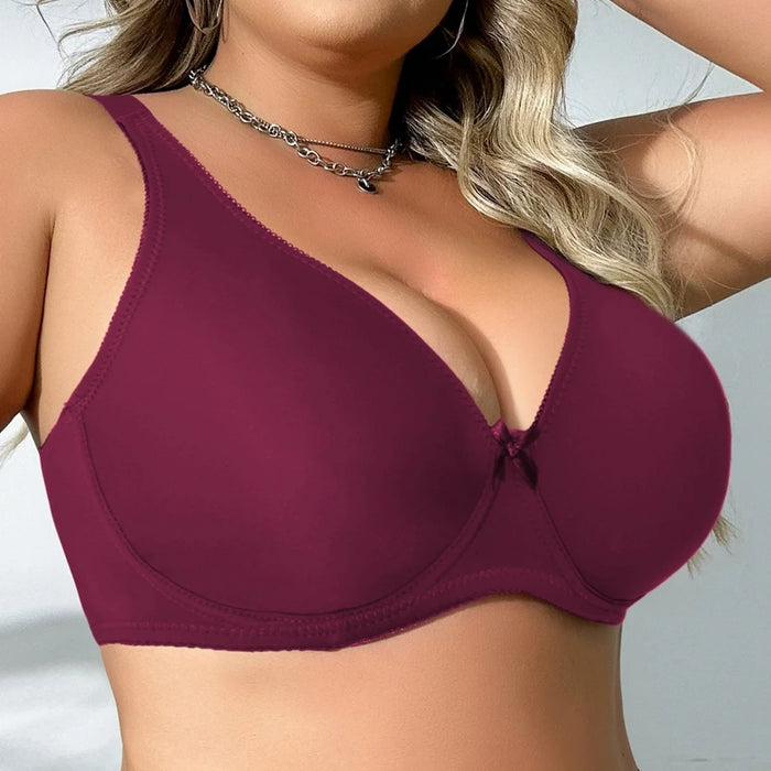 Beauwear Plus Size Underwire Bra, Seamless, Unlined Support for Fuller Busts, Burgundy