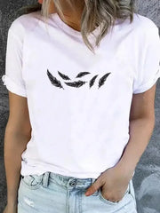 Trendy Graphic Print T-Shirt – Casual Short Sleeve Women’s Tee