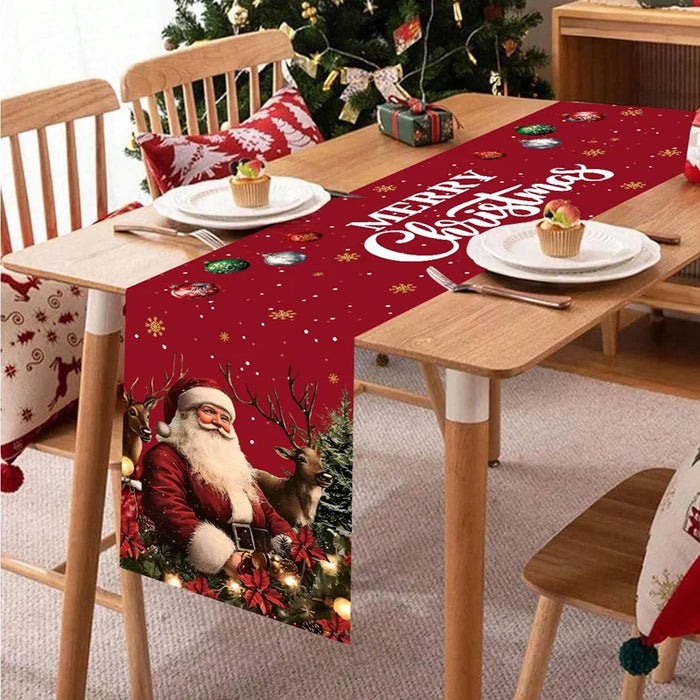 Christmas Table Runner, Vintage Santa Print, 35 x 180cm