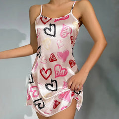 Floral Satin Nightdress – Sexy Sleeveless Silk Sleepwear