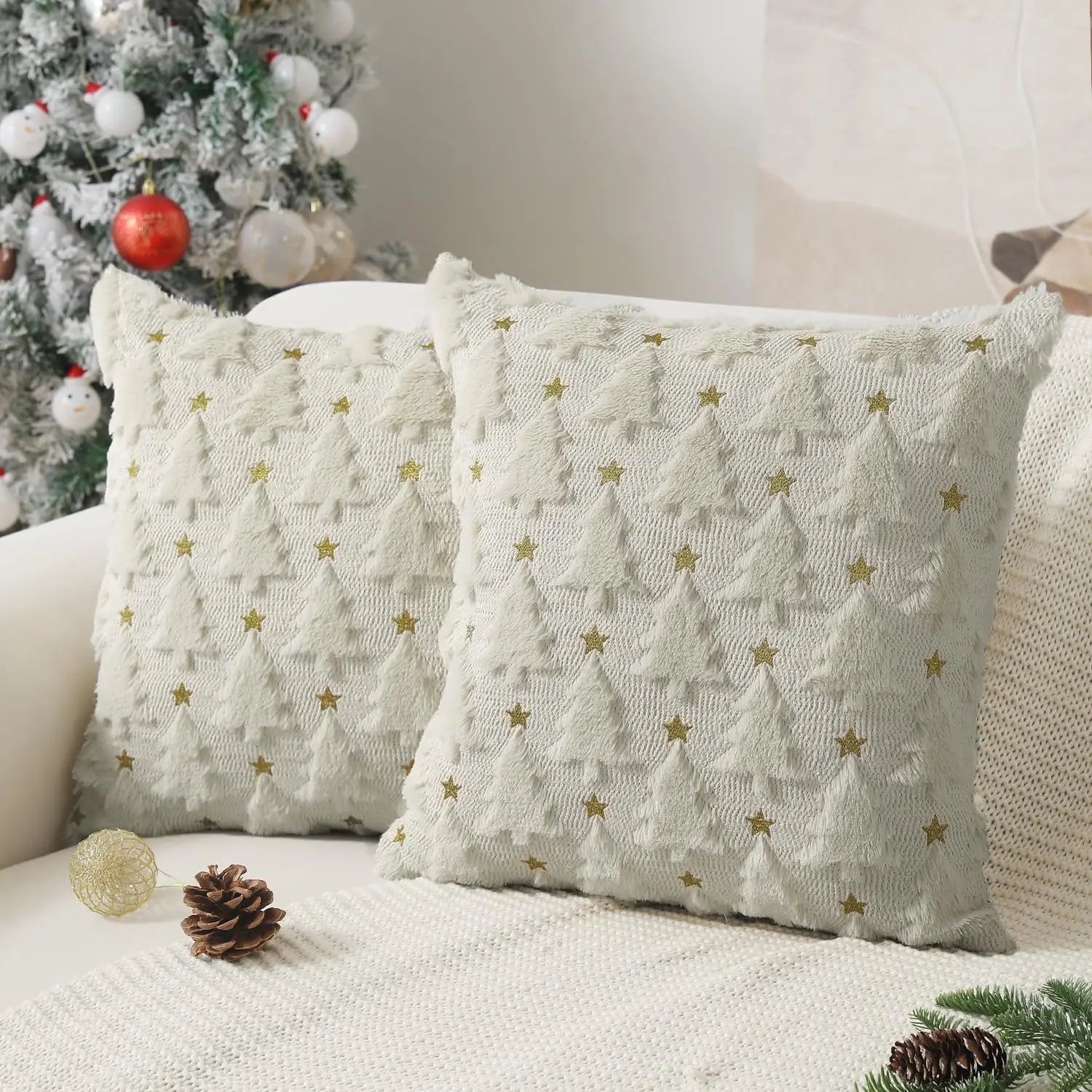Plush Christmas Cushion Cover, 45 x 45 cm