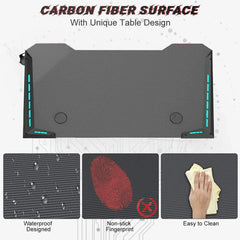 RGB Gaming Desk – Ergonomic Gamer Workstation with Carbon Fibre Surface