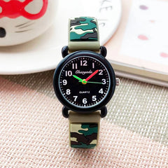 Kids' Camouflage Silicone Strap Quartz Watch