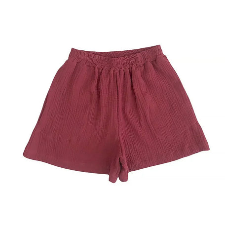 Women's 100% Cotton Muslin Shorts – High Waist Wide-Leg Summer Shorts