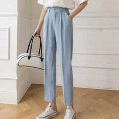 Women's High-Waisted Harem Trousers – Smart Casual Office Suit Pants