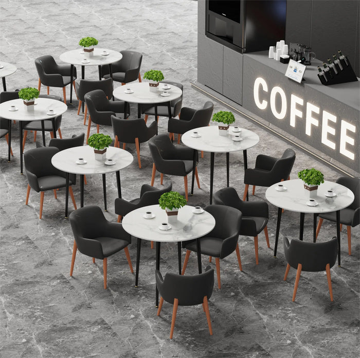 Modern Round Dining Table, 80cm Marble Top Kitchen & Dining Table for 4, image 2