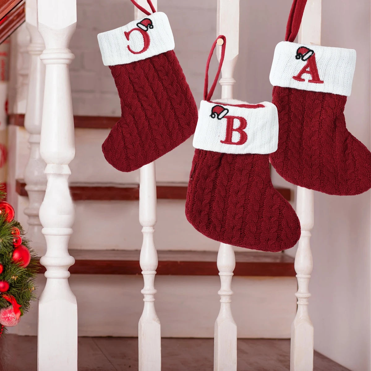 Mini Knitted Letter Stocking Decoration