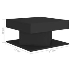 Modern Black Coffee Table – Durable Engineered Wood, 57x57x30 cm