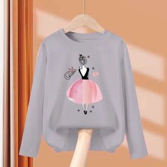 Girls’ Long-Sleeve Cotton T-Shirt – Fun Printed Spring Top