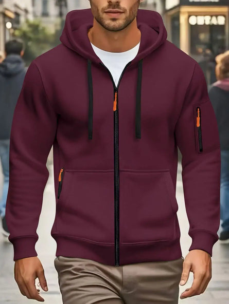 Zippered Warmth Men's Casual Hoodie Jacket