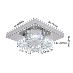 Minimalist Square Crystal LED Ceiling Light – Modern Flush Mount Chandelier