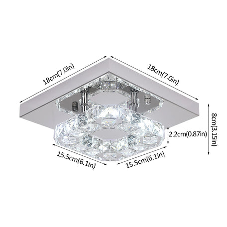 Minimalist Square Crystal LED Ceiling Light – Modern Flush Mount Chandelier