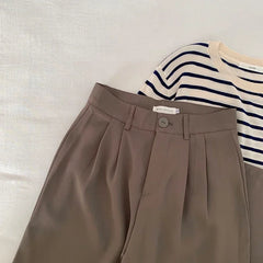 Women's High-Waisted Straight-Leg Trousers – Elegant Office & Casual Suit Pants