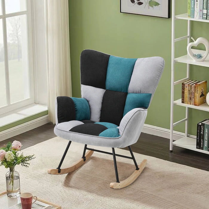 Modern Tufted Upholstered Rocking Chair, Stylish & Comfortable Lounge Seat, image 2