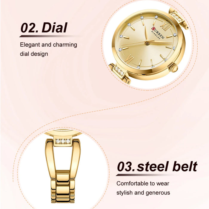 CURREN Luxury Quartz Watch with Rhinestones, image 2