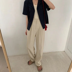 Women's High-Waisted Straight-Leg Trousers – Elegant Office & Casual Suit Pants