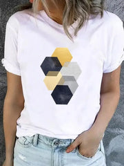 Trendy Graphic Print T-Shirt – Casual Short Sleeve Women’s Tee
