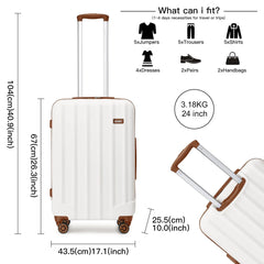 Kono 3-Piece ABS Hard Shell Luggage Set – Lightweight with 360° Spinner Wheels