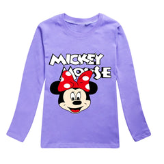 Girls' Minnie Long-Sleeve Cartoon T-Shirt – Fun & Casual