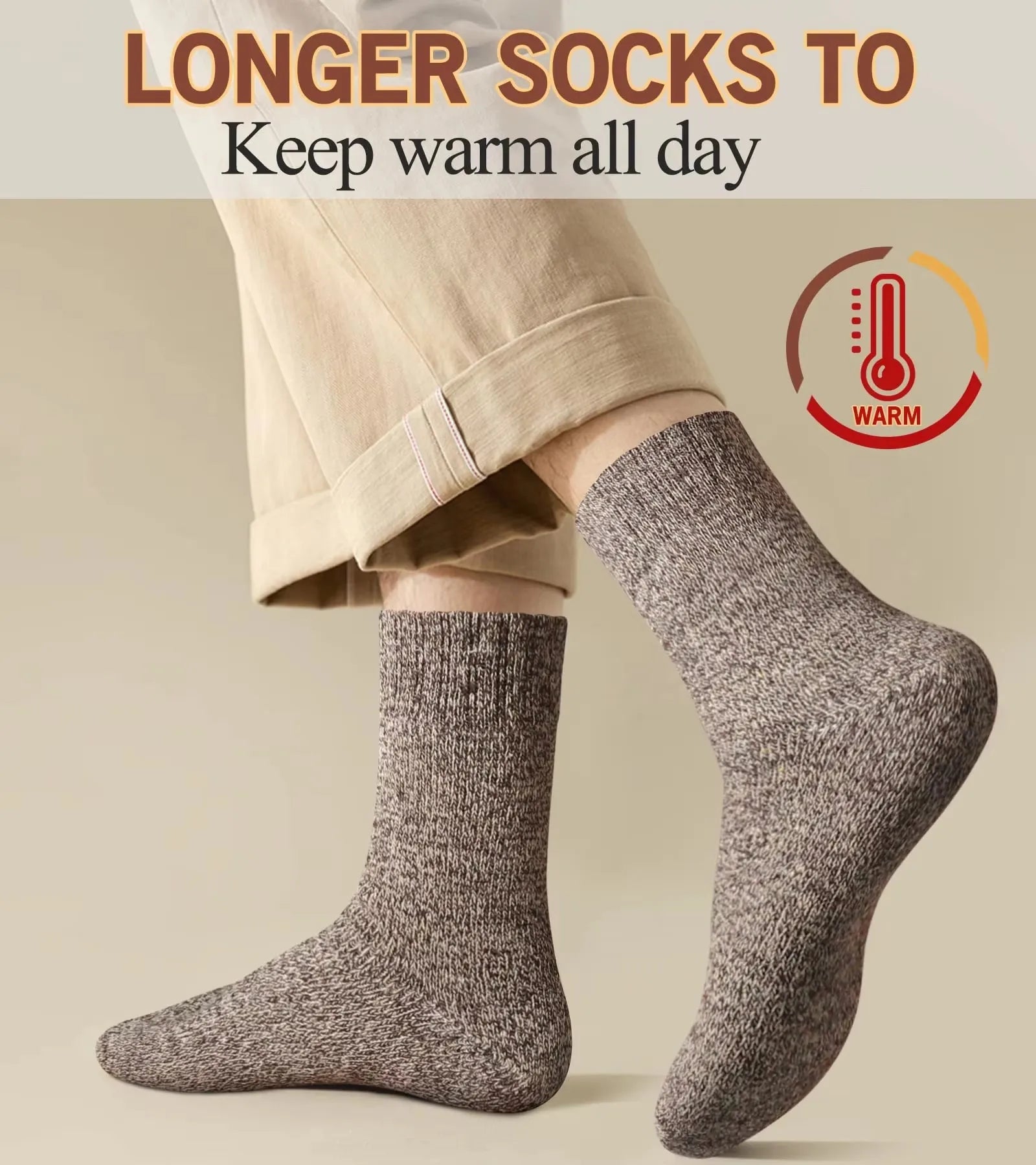 Thick Terry Winter Socks, 5 Pairs