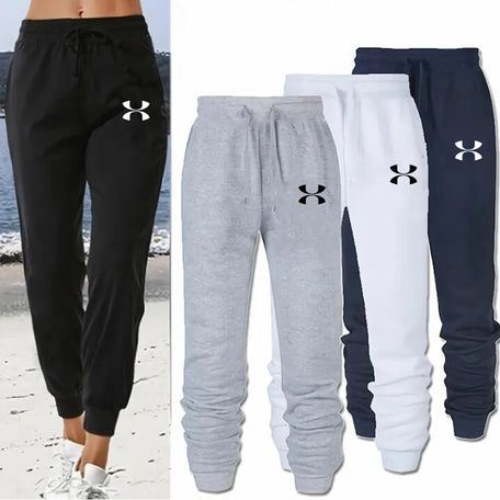 Women's Letter Print Jogger Sweatpants – Tie Waist Casual Everyday Trousers