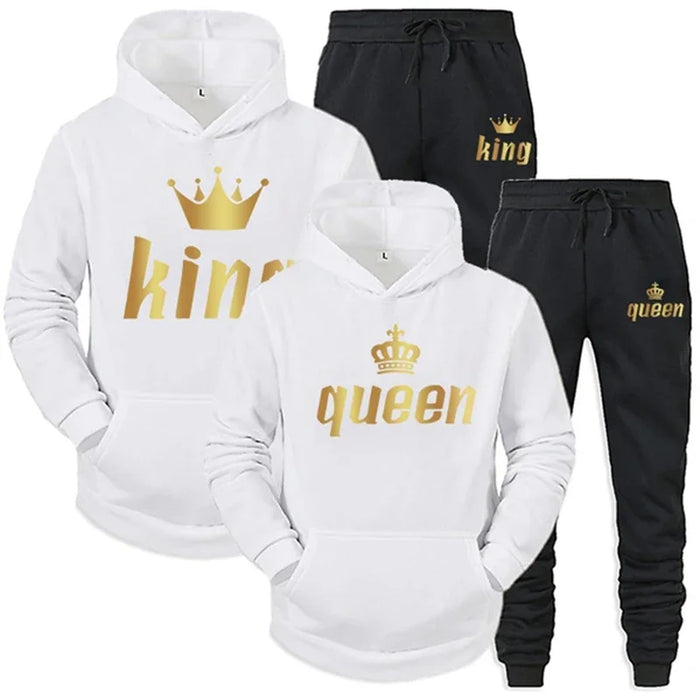 King & Queen Couple Tracksuit, Matching Hoodie & Joggers Set, image 2