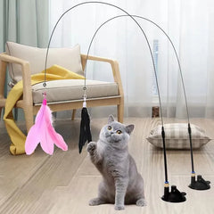 Feather Cat Wand with Suction Base