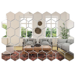 45-Piece Hexagon Mirror Wall Stickers – DIY Home Décor