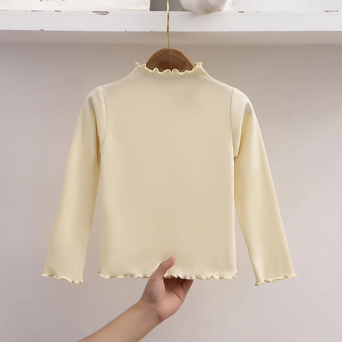 Girls' Frilled Turtleneck Long-Sleeve Top, Soft & Stylish, image 2