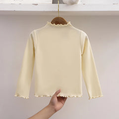 Girls' Frilled Turtleneck Long-Sleeve Top – Soft & Stylish