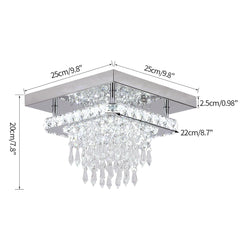 Minimalist Square Crystal LED Ceiling Light – Modern Flush Mount Chandelier