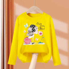 Girls’ Long-Sleeve Cotton T-Shirt – Fun Printed Spring Top